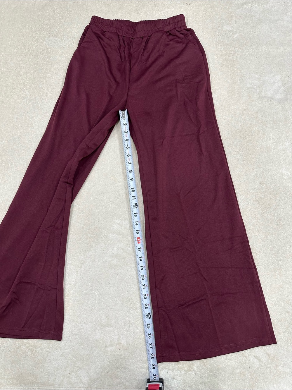 Women's Loungewear Wide-Leg Sweatpant and Long Sleeve Top Burgundy Size S. - Picture 4 of 9